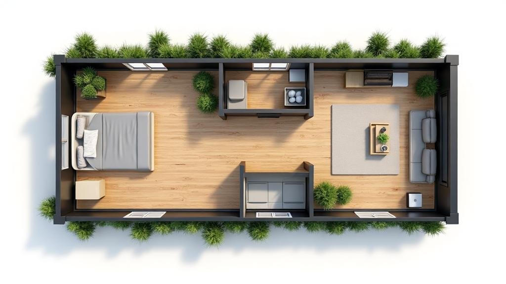 Ejemplo de casa prefabricada de 2 habitaciones