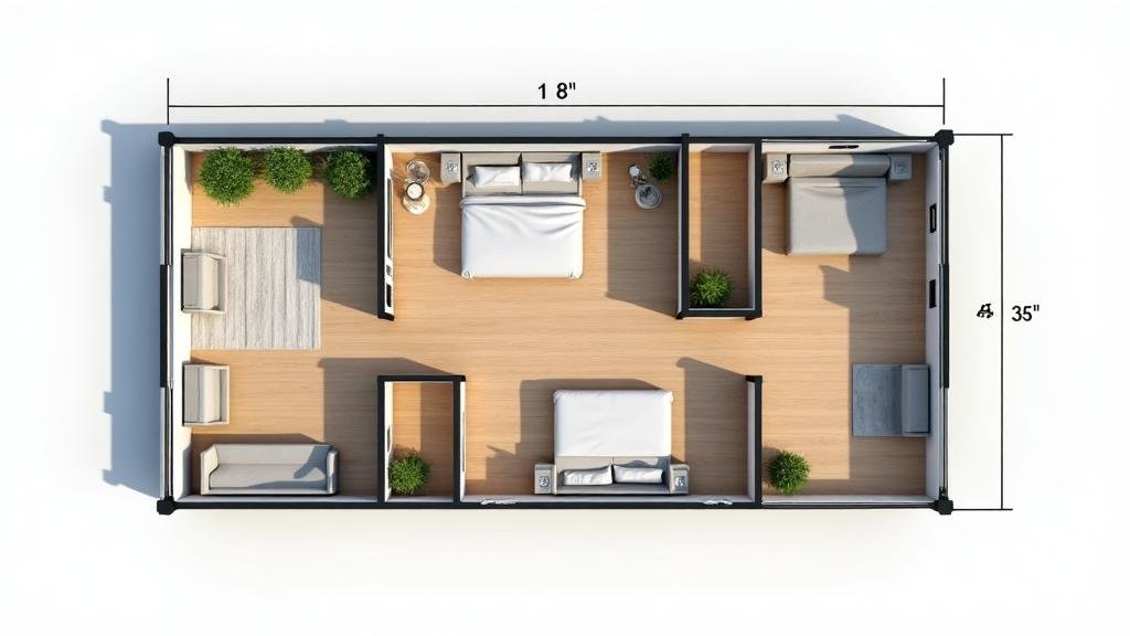 Ejemplo de casa prefabricada de 3 habitaciones
